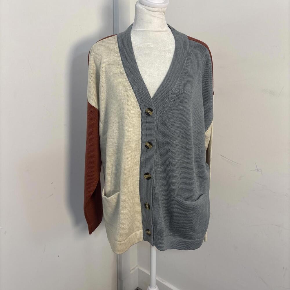 Knot Sisters‎ Colorblock Button Sweater Pockets New With Tags Small